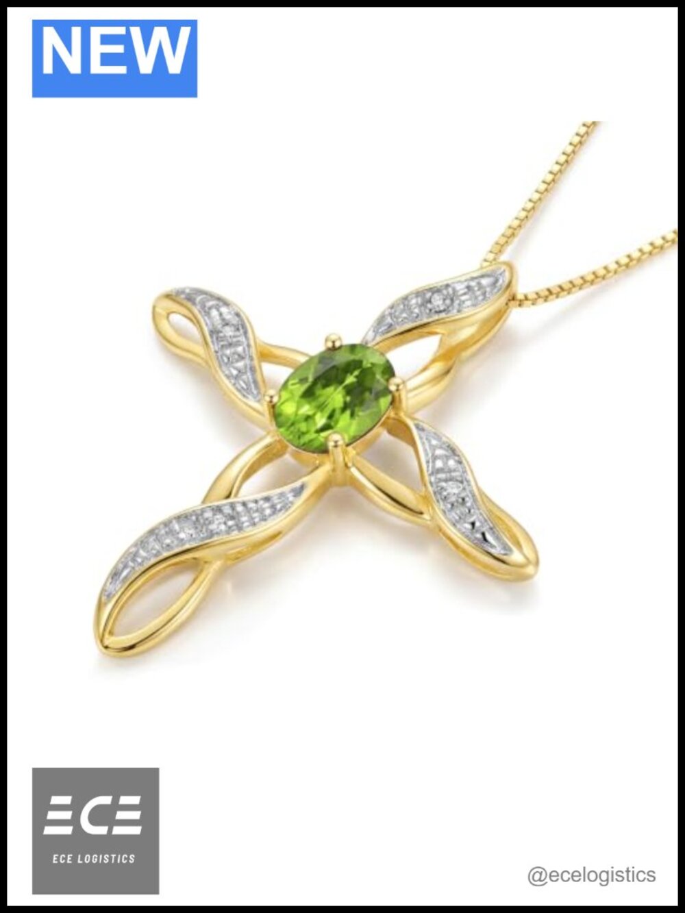RYLOS Yellow Gold Plated Silver Cross Necklace Gemstone Diamond Pendant 18"